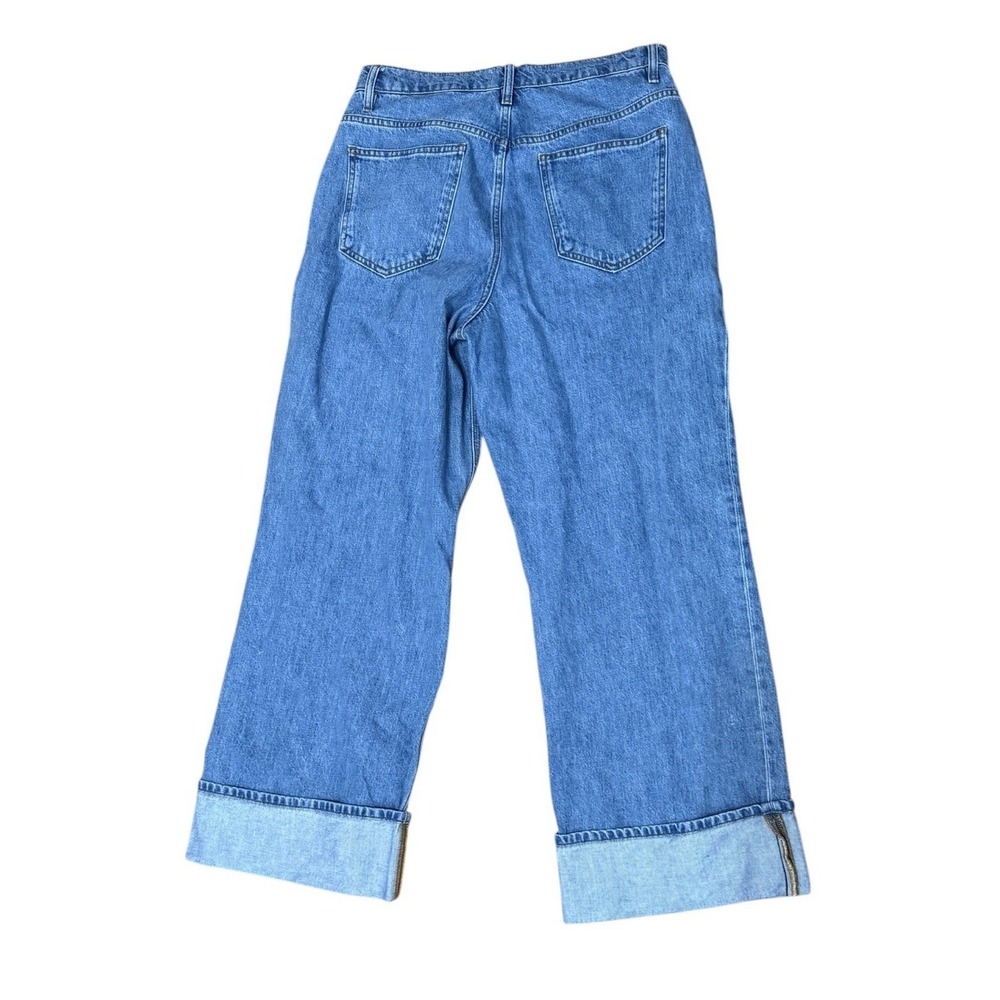Frame Women's Rolled High Rise Wide Leg Jeans Blue Denim Size 30 Meadow - Picture 4 of 7